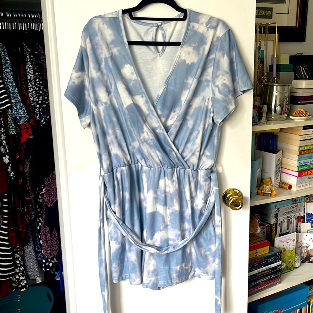 Tie dye short sleeve romper